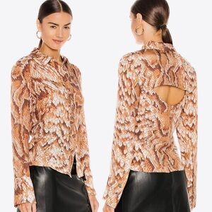 Nanushka Elise Snake Print Fitted Button Up Shirt Women’s size XS